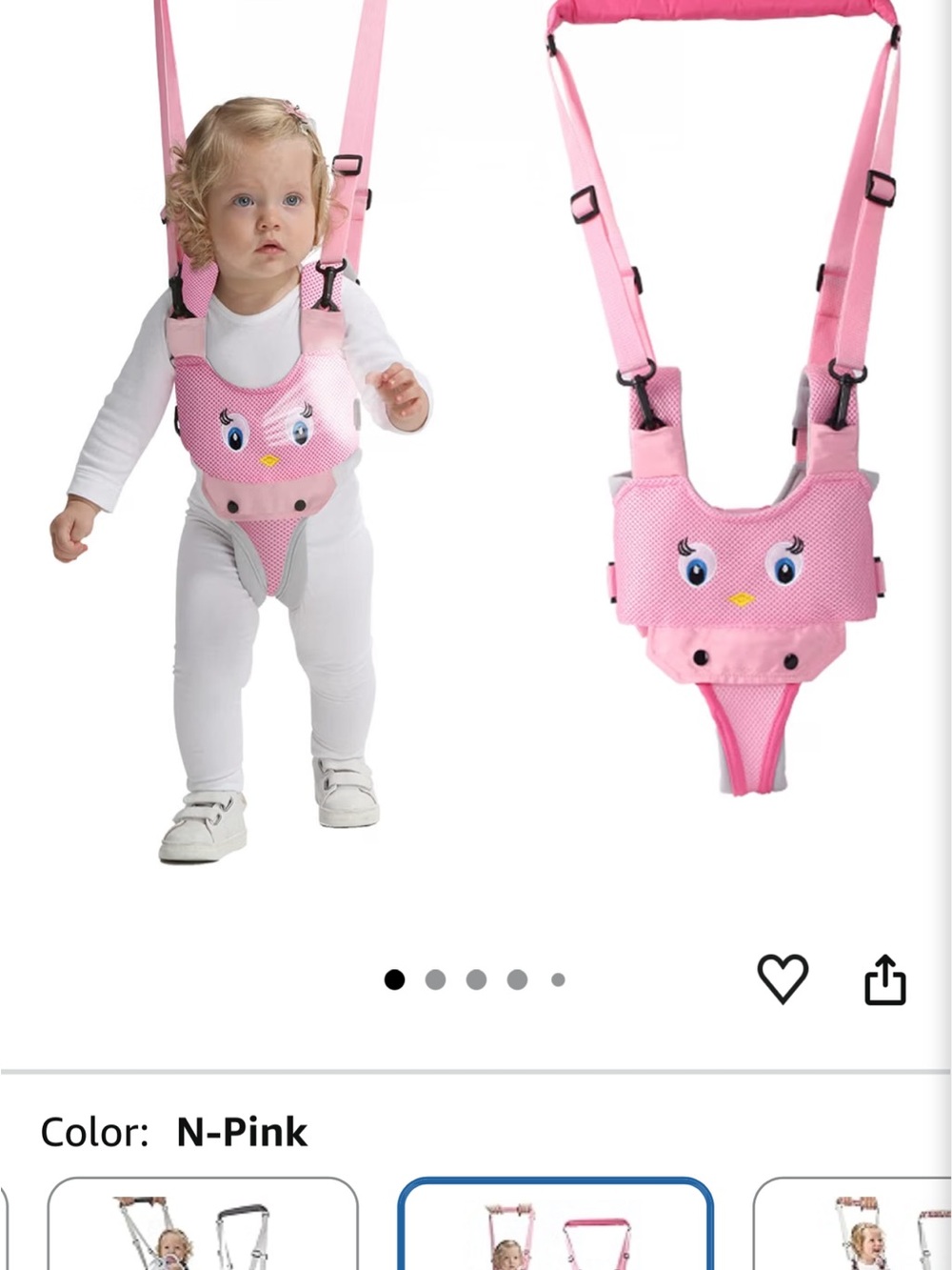 Like NEW! Amazon Pink Toddler Walking Harness with Cute Animal Face